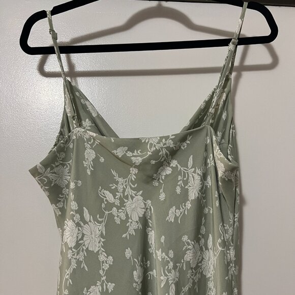 Altar’d State Raquel Floral Satin Midi Dress - Green, Size L - Picture 7 of 8